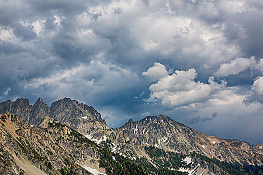 冰河,顶峰,荒野,山脊,乌云