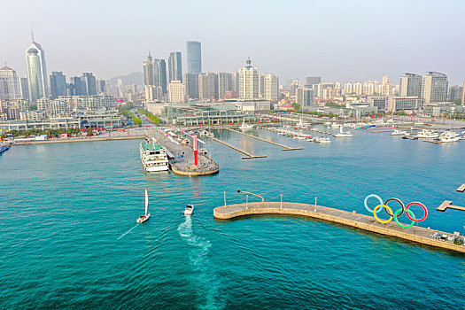 航拍山东青岛奥林匹克帆船中心,青岛国际帆船中心