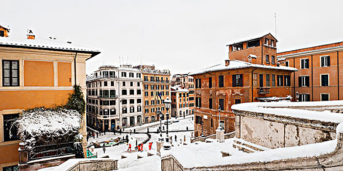 西班牙广场,冬天,罗马,拉齐奥,意大利