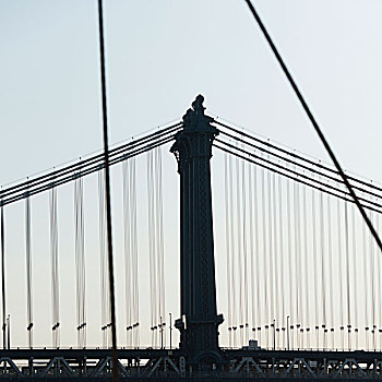 侧面视角,曼哈顿大桥,曼哈顿,纽约,美国