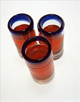 三个,玻璃杯,蔓越莓汁