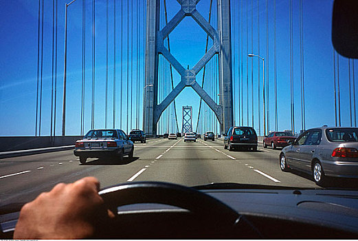 驾驶,海湾大桥,旧金山,加利福尼亚,美国