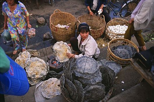 出售,销售,新鲜,烹饪,鱼,中央市场