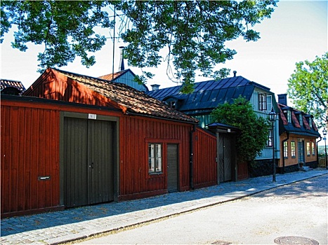 木屋,斯德哥尔摩,街道,瑞典