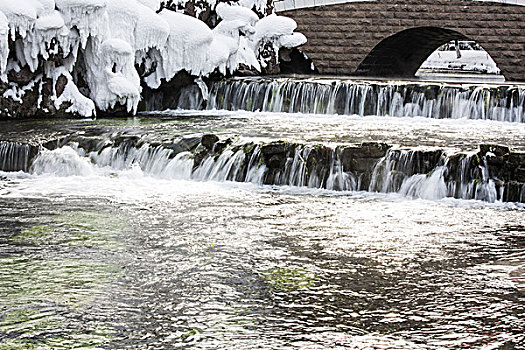 冬日雪景与流水