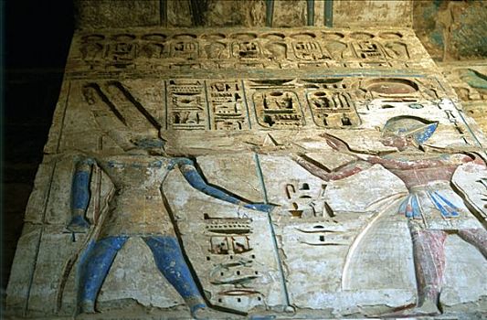 涂绘,浮雕,哈布城,埃及,公元前12世纪,艺术家,未知