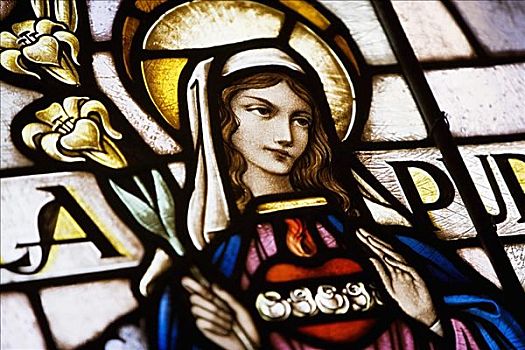 特写,圣母玛利亚,彩色玻璃窗
