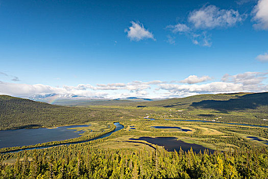 风景,河,山,国家公园,北博滕省,拉普兰,瑞典,欧洲