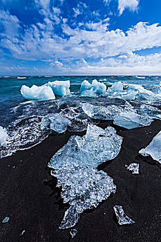 冰山,海滩,杰古沙龙湖,冰岛