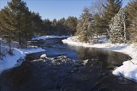 河,冬天,安大略省,加拿大
