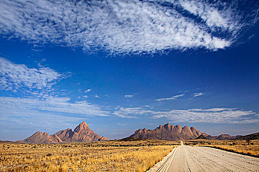 道路,左边,山,右边,纳米比亚,非洲