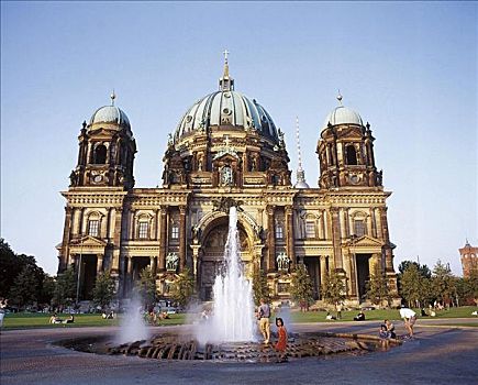 教堂,大教堂,柏林大教堂,公园,喷泉,柏林,德国,欧洲