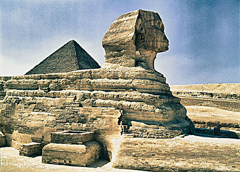 狮身人面像,胡夫金字塔,背景,吉萨金字塔,埃及