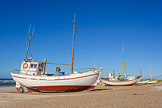 渔船,海滩,海岸,北方,日德兰半岛,丹麦