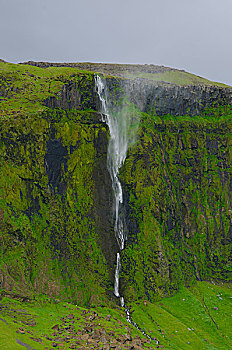 冰岛,南,靠近,风,水,向上,无名,瀑布