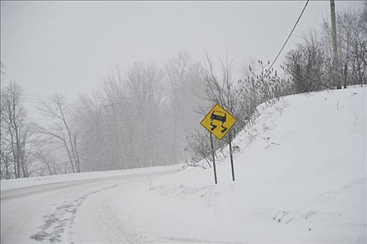 公路,冬天,安大略省,加拿大