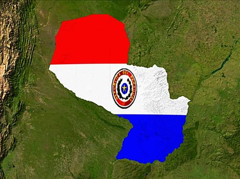 卫星图,巴拉圭,旗帜,遮盖