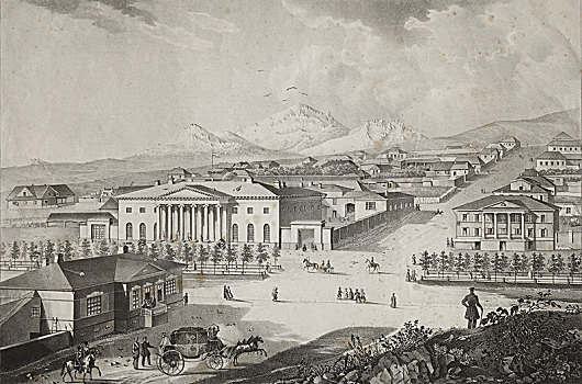 风景,酒店,中心,19世纪,艺术家
