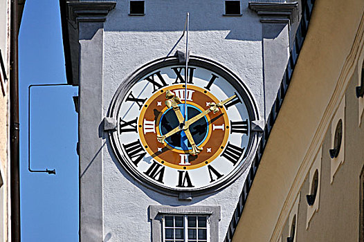 大,钟表,市政厅,萨尔茨堡,奥地利,欧洲