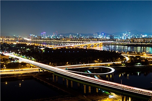 高速公路,首尔,夜晚