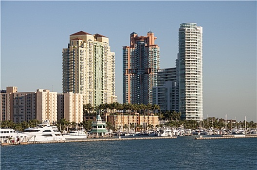 高层建筑,建筑,迈阿密海滩,码头,佛罗里达,美国