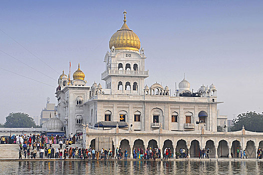 水塘,神圣,水,室内,锡克教徒,宗教建筑,德里,印度