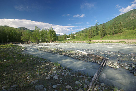 山,河,水流,峡谷,石头,岩石,陆地,靠近,漂亮,山景