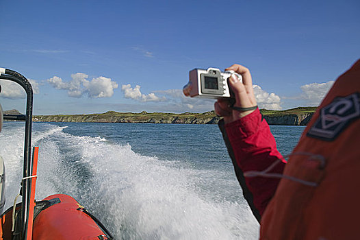 威尔士,一个,男人,拍照,大陆,船