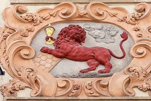 建筑,老建筑,红色,狮子,布拉格,捷克共和国