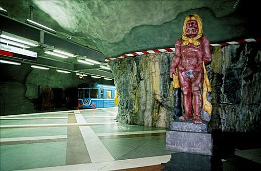 地铁站,斯德哥尔摩,车站,装饰,著名,艺术家,瑞典