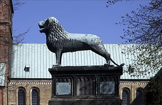 狮子,纪念建筑,正面,石荷州,德国,欧洲