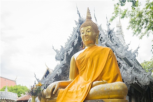 特写,金色,佛,图像,寺庙,清迈,泰国