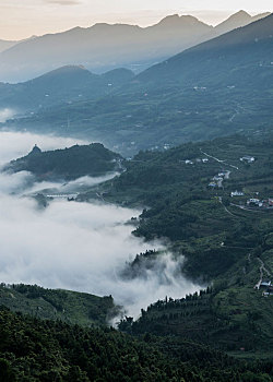 夏季,早晨,重庆,綦江,山镇,乡村,田园风光