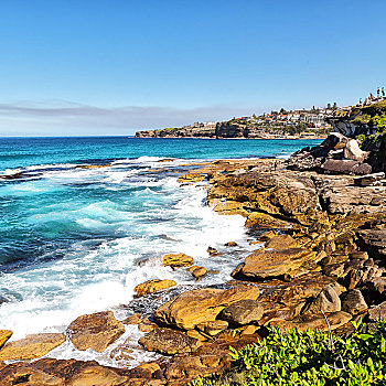 澳大利亚,悉尼,湾,石头,海洋,靠近,邦迪海滩