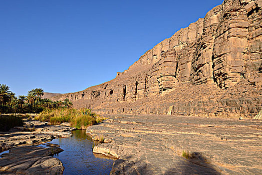 水,峡谷,阿杰尔高原,国家公园,世界遗产,撒哈拉沙漠,阿尔及利亚,非洲