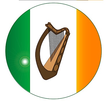 爱尔兰,旗帜,竖琴,扣