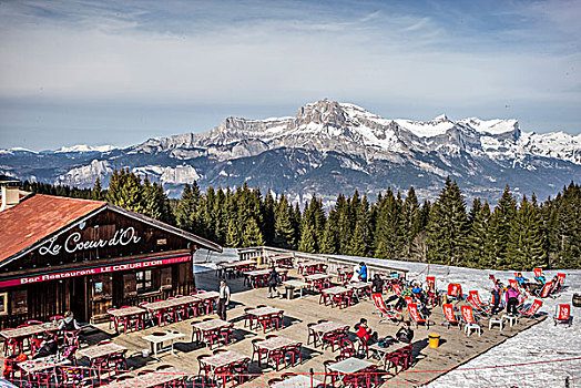风景,阿尔卑斯山,餐馆,康布鲁