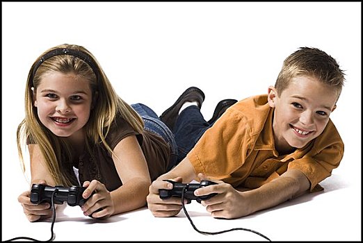 兄弟姐妹,玩,电子游戏