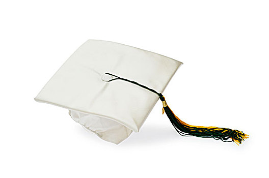 学士帽,隔绝,白色背景