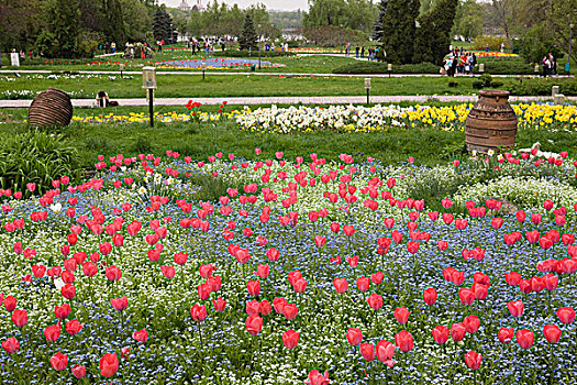 春天,公园,市中心,布加勒斯特,最大,传统,周末活动,市民,罗马尼亚