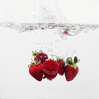 草莓,飞溅,成,水