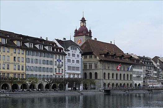建筑,河,历史,中心,卢塞恩市,瑞士