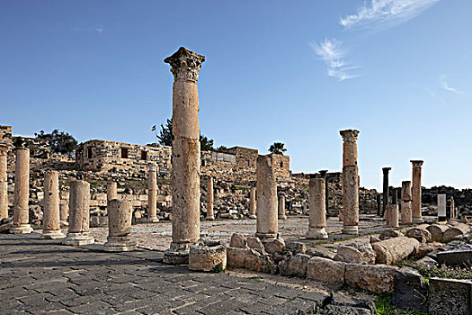 柱子,教堂,平台,正面,八边形,大教堂,古镇,约旦,亚洲