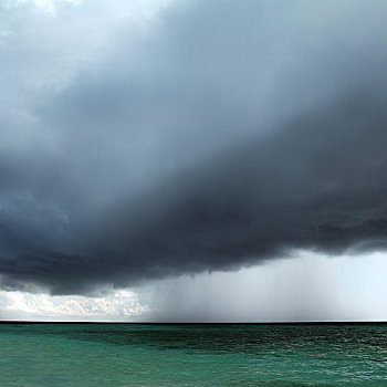 乌云,上方,海洋,环礁,马尔代夫