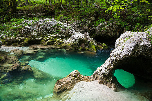 自然,排列,峡谷,特拉维夫,国家公园,斯洛文尼亚,欧洲
