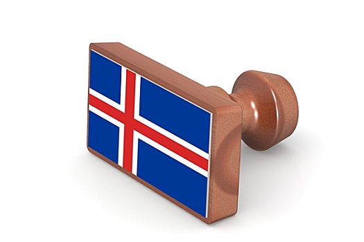 木质,图章,冰岛,旗帜