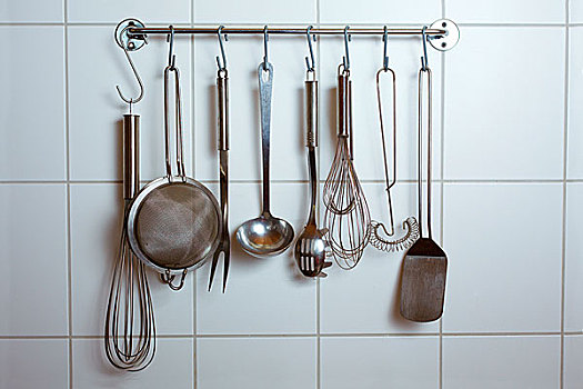 许多,不同,厨具,钩,厨房