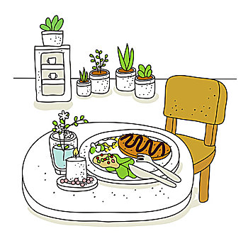 食物,桌上,盆栽,背景