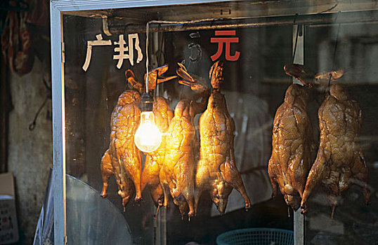 烤,鸭肉,市场,上海