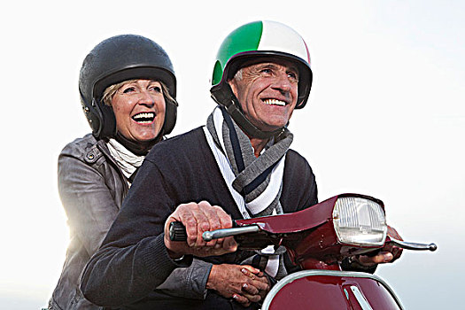老年,夫妻,摩托车